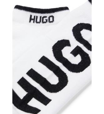 HUGO Lot de 2 paires de chaussettes de cheville en coton blanc