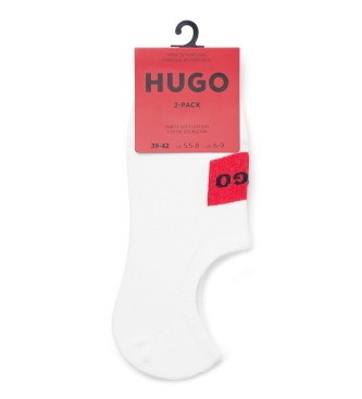 HUGO Paket 2 parov belih kratkih nogavic 