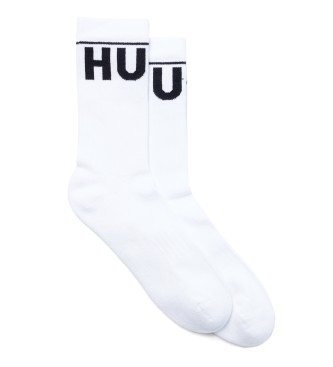 HUGO Confezione da due calzini con logo bianco
