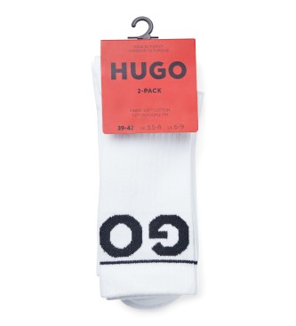 HUGO Pacote de duas meias brancas com logtipo