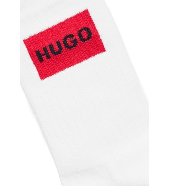 HUGO Pacote 2 Pares de Meias Logotipo Vermelho Branco