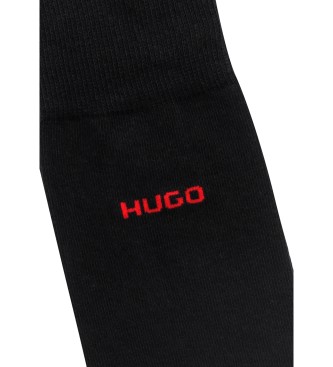 HUGO Pacote de 2 pares de meias compridas pretas