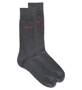 HUGO Pak 2 paar grijze lange sokken