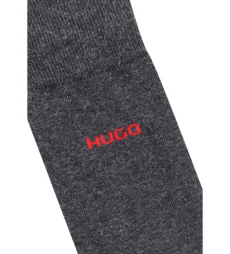HUGO Lot de 2 paires de chaussettes longues grises