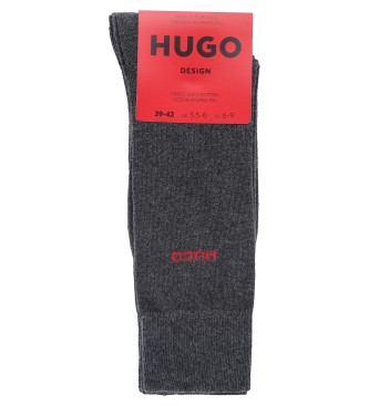 HUGO Lot de 2 paires de chaussettes longues grises