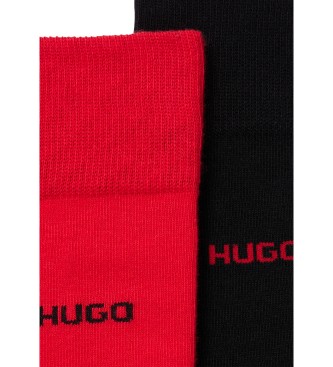 HUGO Frpackning med 2 par lnga strumpor rd, svart