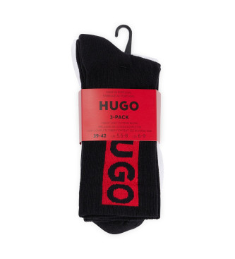 HUGO Confezione da 3 paia di calzini con logo Rosso bianco, nero