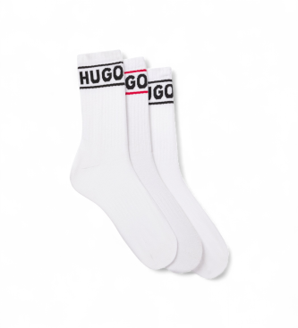 HUGO Lot de 3 chaussettes sportives blanches