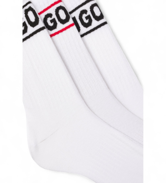 HUGO Lot de 3 chaussettes sportives blanches