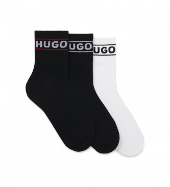 HUGO Lot de 3 chaussettes sportives blanc, noir