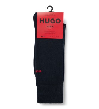 HUGO Pack de 3 calcetines marino