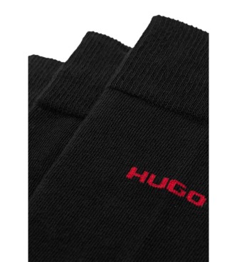 HUGO Pack 3 Pares de Calcetines largo Estndar negro
