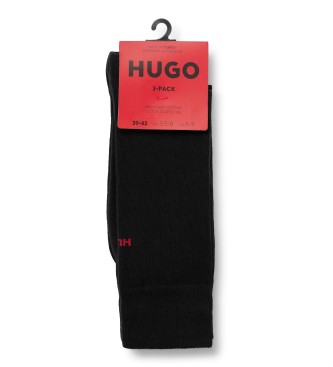 HUGO Pack 3 Pares de Calcetines largo Estndar negro