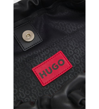 HUGO Borsa a tracolla nera con coulisse e finiture dorate