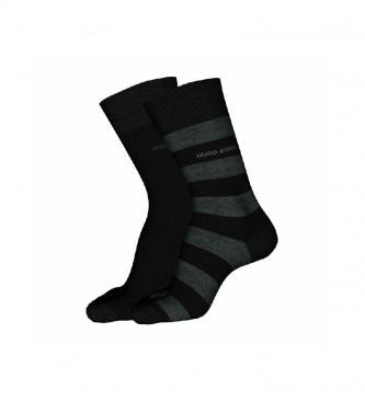 BOSS Confezione da 2 paia di calzini Block Stripe CC 10233442 01 grigio, nero