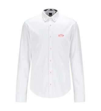 BOSS Camisa Regular Fit Logotipo branco