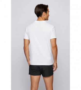BOSS Camiseta de Algodão Slim Fit com Proteção Solar Branca