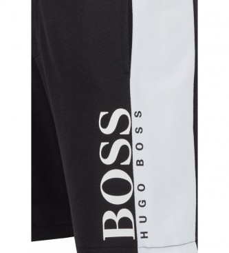 BOSS Homewear Shorts en coton mélangé double tricot noir 
