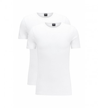 BOSS Pack of 2 RN CO/EL white crew neck undershirts