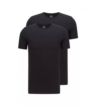 BOSS T-shirt verticaal logo zwart