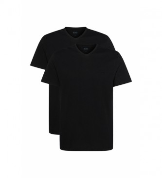Boss Pacote de 2 T-shirts de roupa interior com decote em V preto