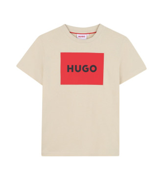 HUGO T-shirt a manica corta con logo beige