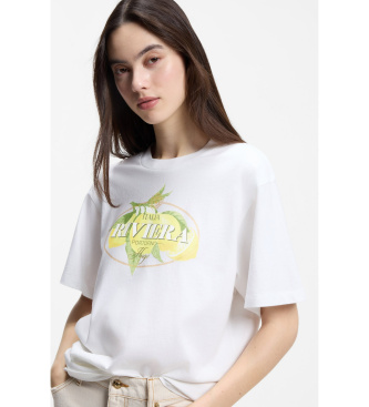 HUGO Bawełniana koszulka z dzianiny z białym logo