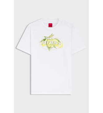 HUGO Bawełniana koszulka z dzianiny z białym logo