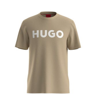 HUGO T-shirt  coupe rgulire en jersey de coton avec impression du logo en beige