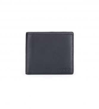HUGO Usnjena denarnica z graviranim Loco v črni škatli