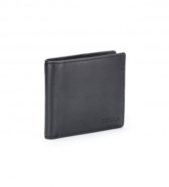 HUGO Portemonnaie aus Leder mit eingraviertem Loco in schwarzer Box