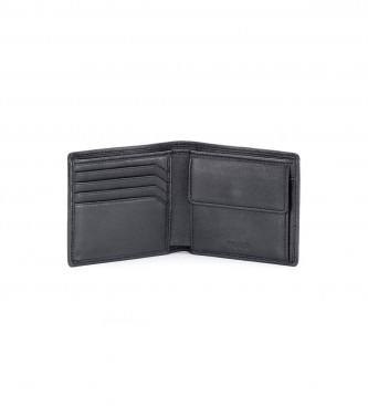 HUGO Skórzany portfel z grawerem Loco w czarnym pudełku