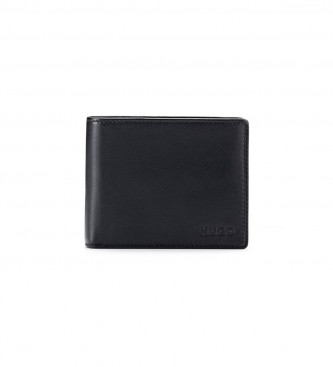 HUGO Skórzany portfel z wytłoczonym logo, czarny