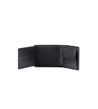 HUGO Skórzany portfel z wytłoczonym logo, czarny