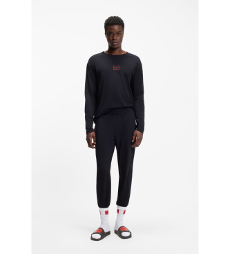 HUGO Tongs avec logo sur la lani�re noir