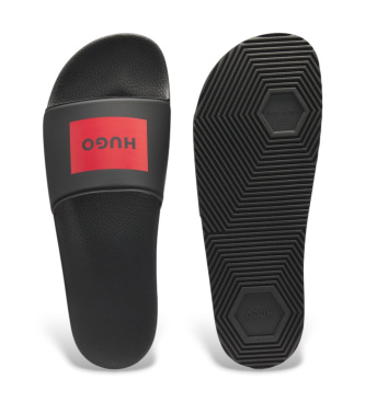 HUGO Tongs avec logo sur la lani�re noir