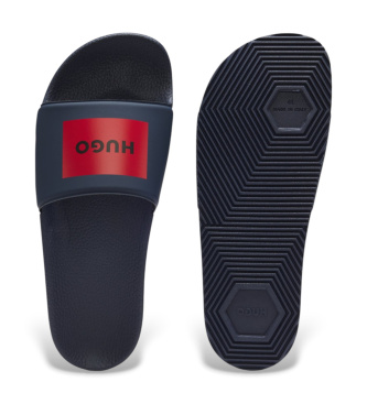 HUGO Tongs avec logo sur la lani�re marine