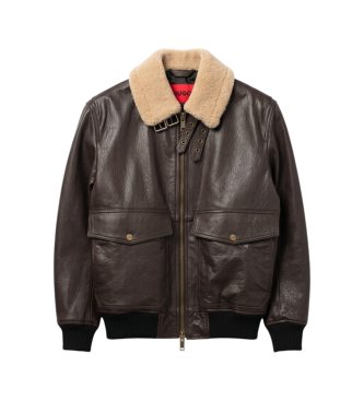 HUGO Chaqueta de piel Lorano marrón