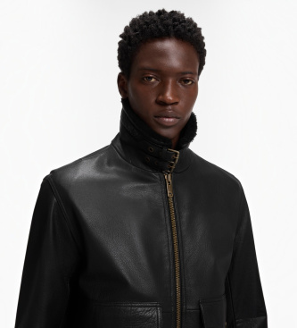 HUGO Veste en cuir Lorano noir