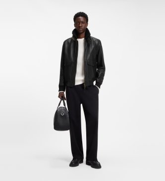 HUGO Veste en cuir Lorano noir