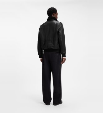 HUGO Veste en cuir Lorano noir