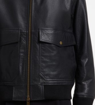 HUGO Veste en cuir Lorano noir