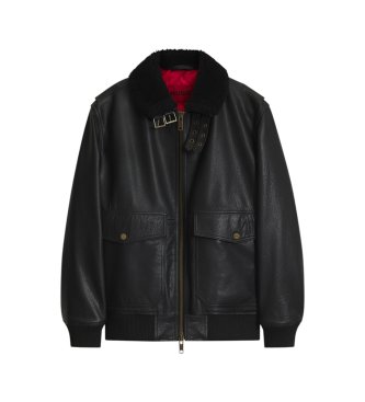 HUGO Veste en cuir Lorano noir