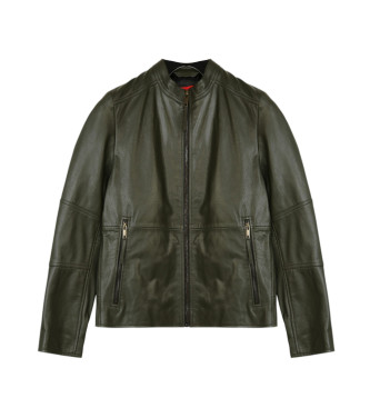 HUGO Veste en cuir slim vert