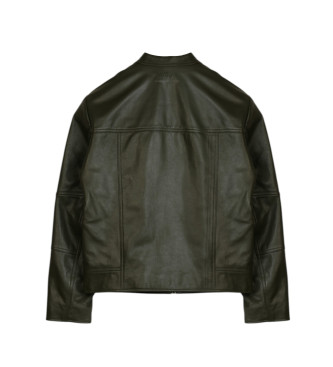 HUGO Veste en cuir slim vert