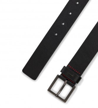 HUGO Cintura in Pelle Liscia con Loop Logo nera