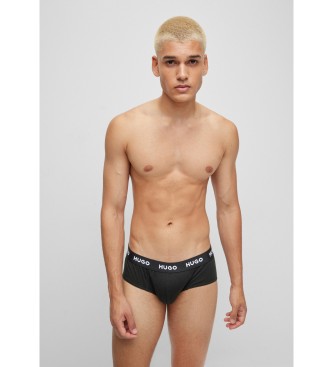 HUGO Pack 3 Katoenen Stretch Slips Logo zwart