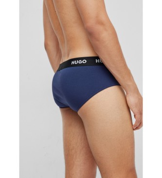 HUGO Pack 3 Katoenen Elastische Slips Navy Logo