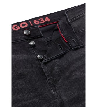 HUGO Jeansy o zwężanym kroju w kolorze czarnym