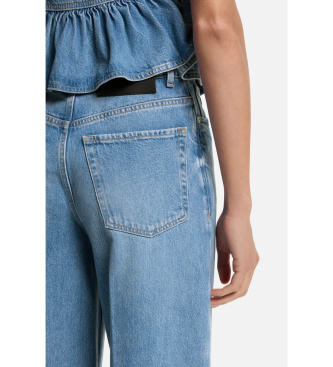 HUGO Jeans met wijde pijpen in blauwe denim